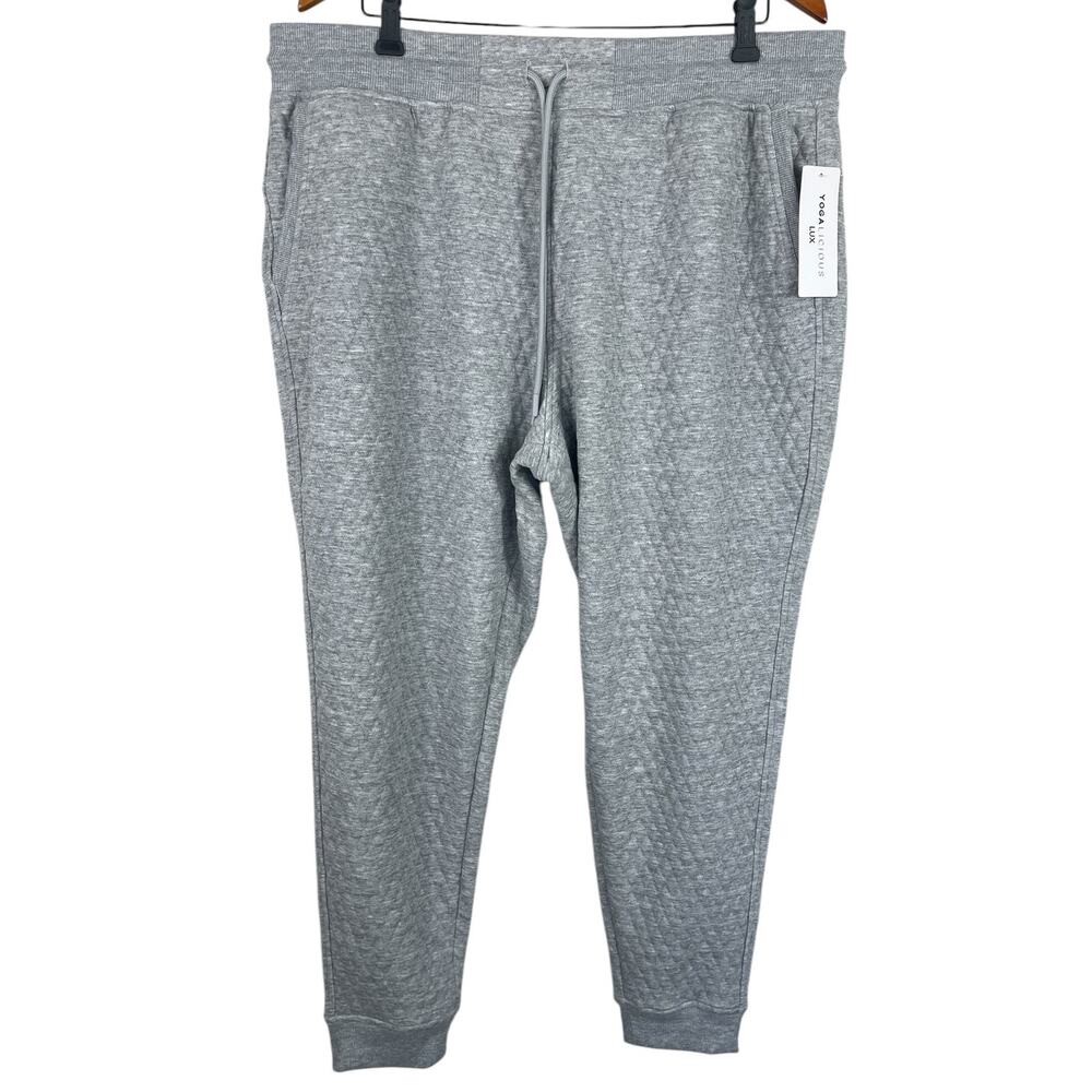 Yogalicious Lux Diamond Quilted Adaptation Jogger Athleisure Gray Sz 1X NEW - Picture 5 of 14